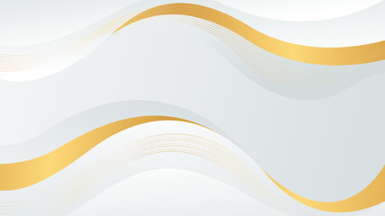 Elegant white-gray luxury wave background with gold lines. Abstract modern wallpapers. Suitable for templates, banners, sales, ads, events, awards, web, pages, and others