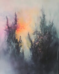 Mystical Cerebral Plane of Levitating Arcane Symbols in Ethereal Impressionistic Landscape