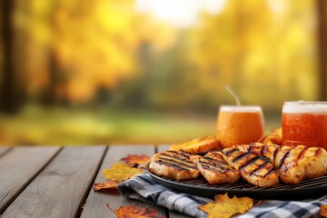 Grilled Food and Drinks for Outdoor Picnic Enjoyment