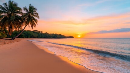 Majestic Sunset Over an Isolated Tropical Beach