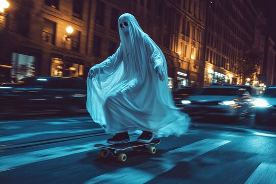 Otherworldly ghost skates downtown in thrilling night