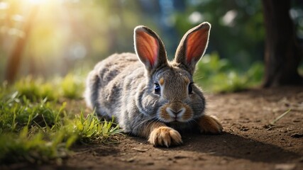 Fototapeta premium Gray Rabbit Feet with Ample Copy Space