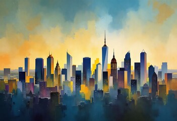 abstract popart design of the skyline of city
