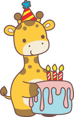 Set Vector Stock Illustrations Isolated of Baby Giraffe.
Cute giraffe animals with various activities.
Funny sticker of Giraffe animal kids.