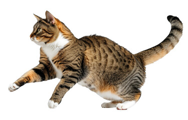 Jumping adult cat isolated on the transparent back 6