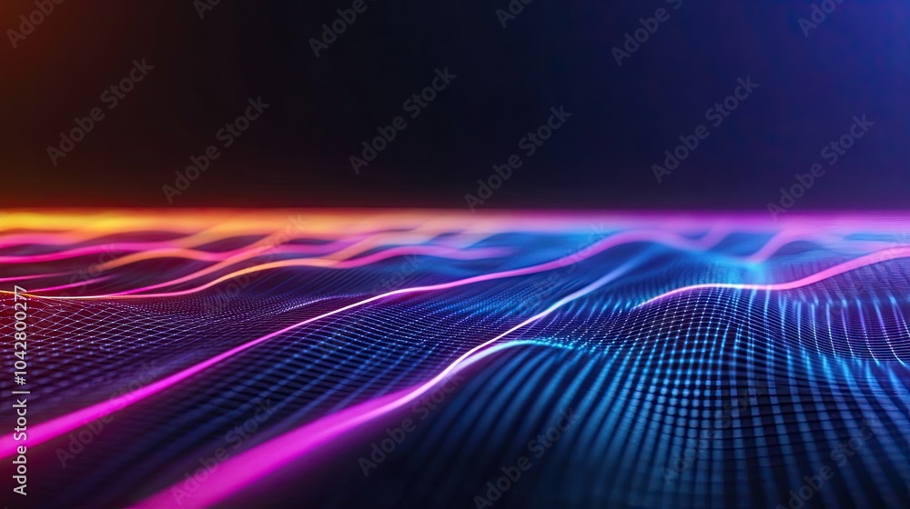Poster colorful abstract grid extending into digital infinity
