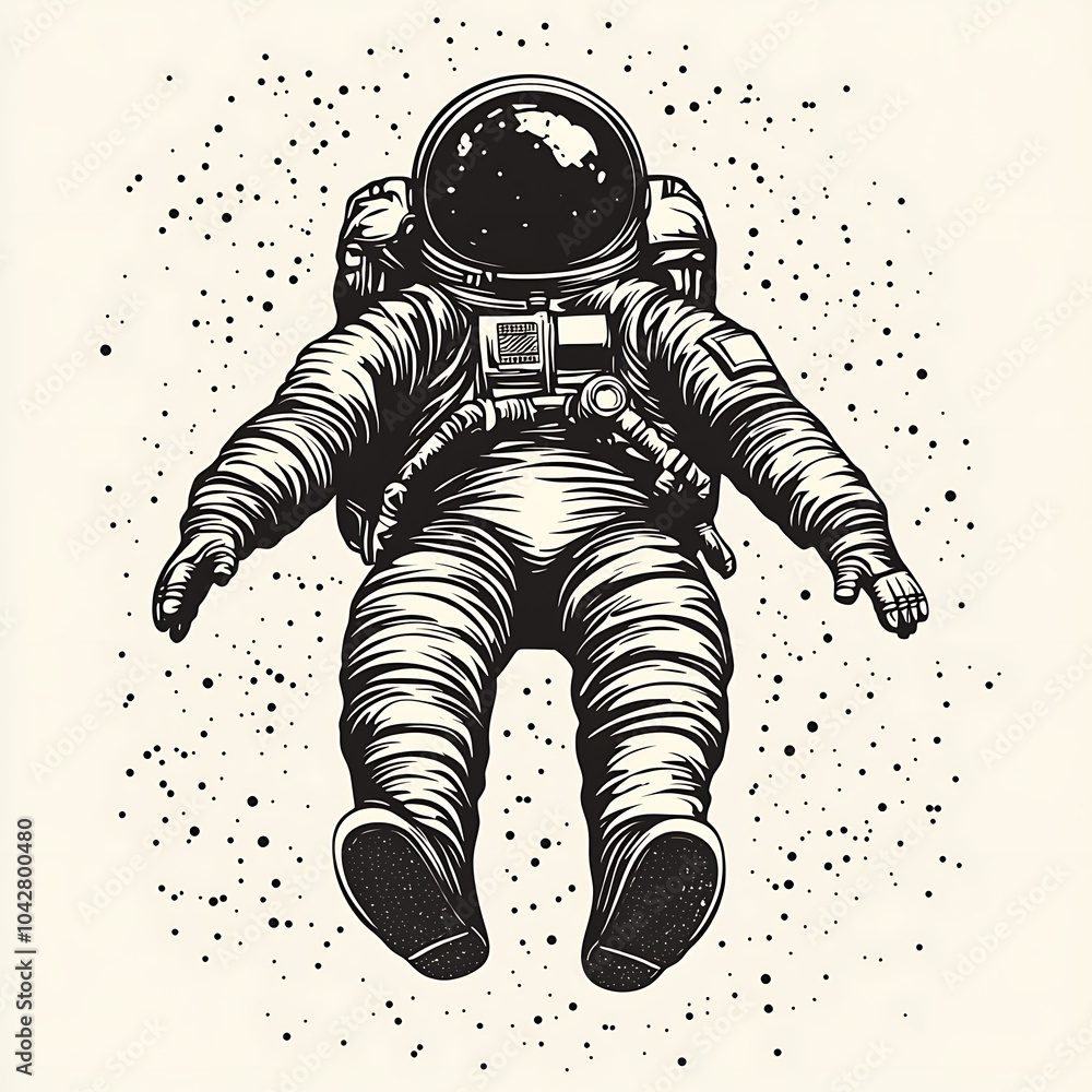 Poster astronaut floating in space, gazing in awe at vast universe, surrounded by stars and cosmic elements