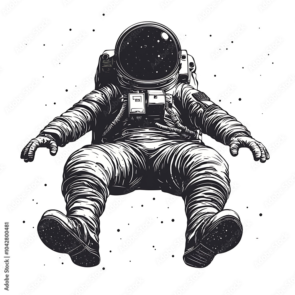 Poster astronaut floating in space, gazing in awe at vast universe, surrounded by stars and cosmic elements