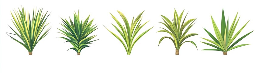 Collection of vibrant leaves, various shapes and sizes, isolated on white background.