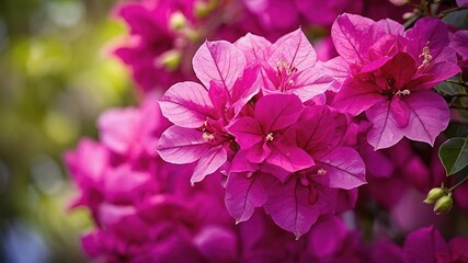 Obraz premium Pink and Purple Bougainvillea Flowers - Floral Background - Rule of Thirds