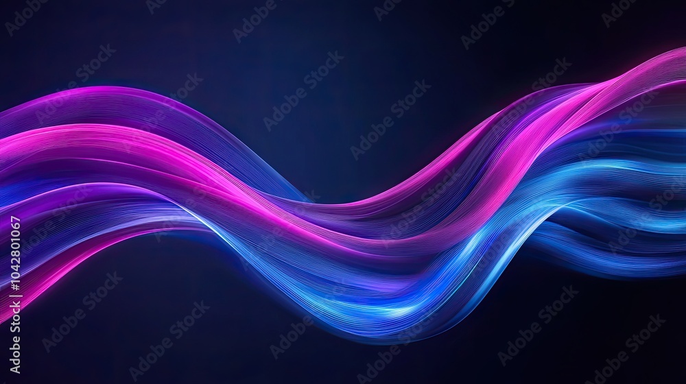 Poster flowing abstract waves in digital data display