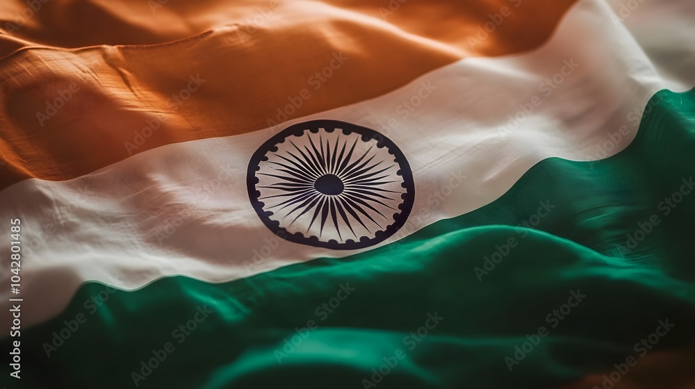 Poster minimalist and patriotic indian flag with soft gradient effect and central copy space
