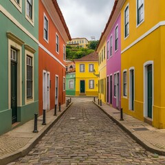 Obraz premium Colorful Houses in a Vibrant Urban Village