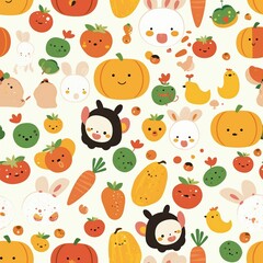 Fototapeta premium Cute Farm Animal Pattern Design for Illustrations