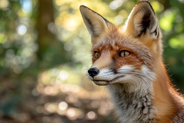 Fototapeta premium A close-up of a fox in a natural setting, showcasing its features and environment.