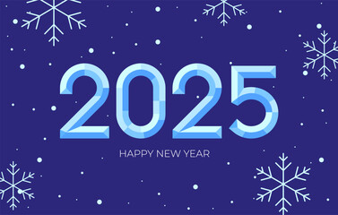 New Year 2025 poster design with ice numbers. Concept for christmas design of greeting card flyer, banner, poster in abstract style.