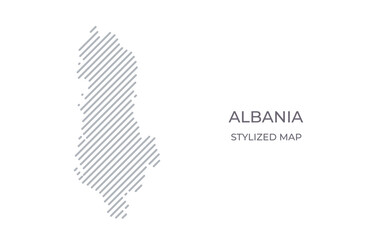 Stylized linear map of Albania in minimalistic style. Vector illustration of the map of the country.