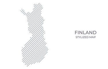 Stylized linear map of Finland in minimalistic style. Vector illustration of the map of the country.