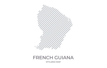 Stylized linear map of French Guiana in minimalistic style. Vector illustration of the map of the country.