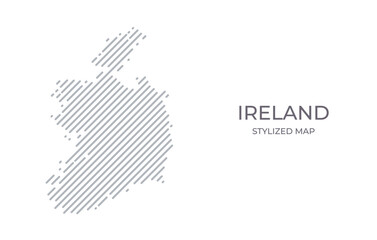 Stylized linear map of Ireland in minimalistic style. Vector illustration of the map of the country.