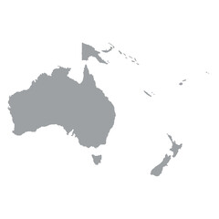 Map of Oceania with countries. Stylized map of Oceania Continent in minimalistic modern style