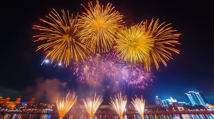 Obraz premium Spectacular Final Round of Colorful Fireworks Display