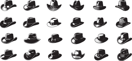 set of silhouettes hats vector illustration