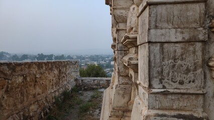 Fototapeta premium artistic view of a wall of ancient temple