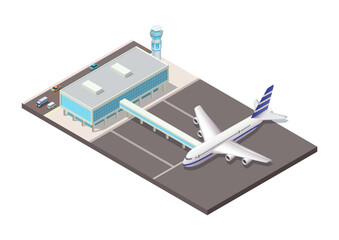 Isometric modern airport view.