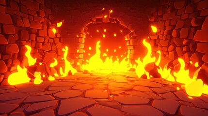 3D Cartoon Inflatable Texture Style Fire with Bright Flames and Air-Filled Design. Playful and Colorful Inflatable Fire Element in a Soft, Bouncy Cartoon Style Perfect for Fantasy, Animation, 