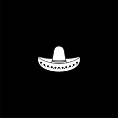 Traditional Mexican sombrero hat icon isolated on dark background