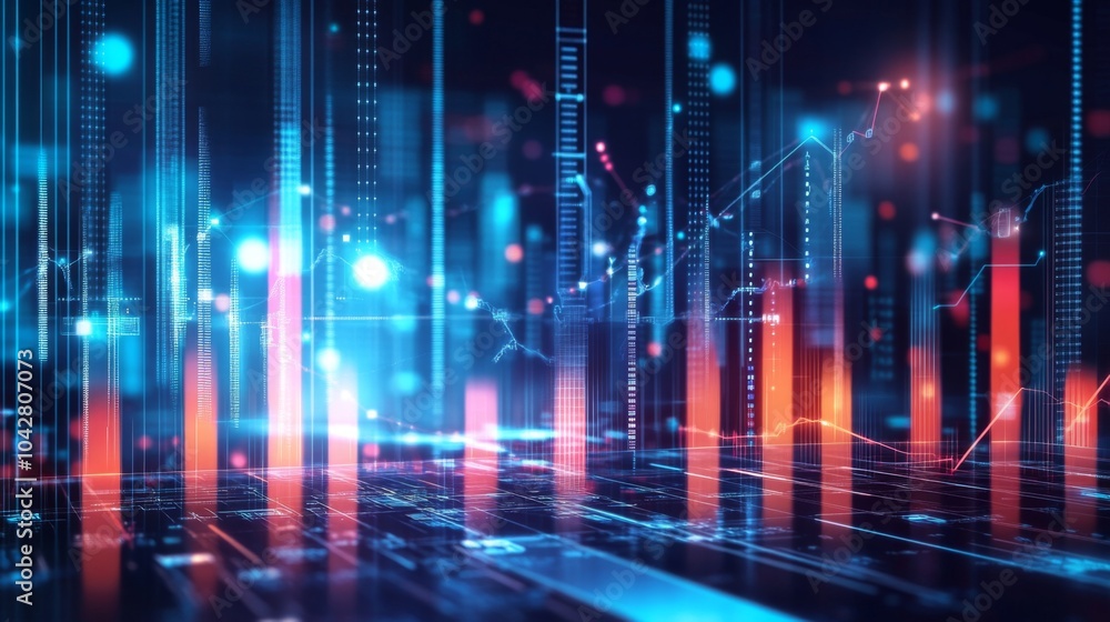 Aufkleber abstract data visualization with blue and orange bars
