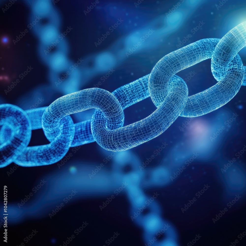 Poster digital representation of blockchain innovation