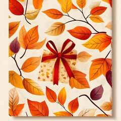 Obraz premium Autumn Leaves Gift Wrap Seamless Pattern Printable Cozy Background