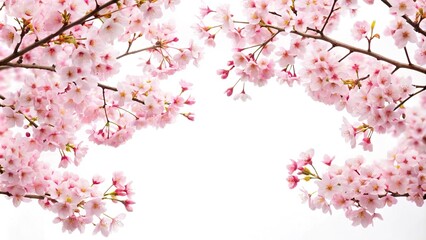 Obraz premium Isolated cherry blossom branches with clipping path on tilted angle