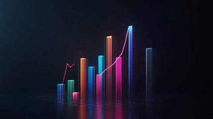 Colorful Neon Graphs on Dark Background