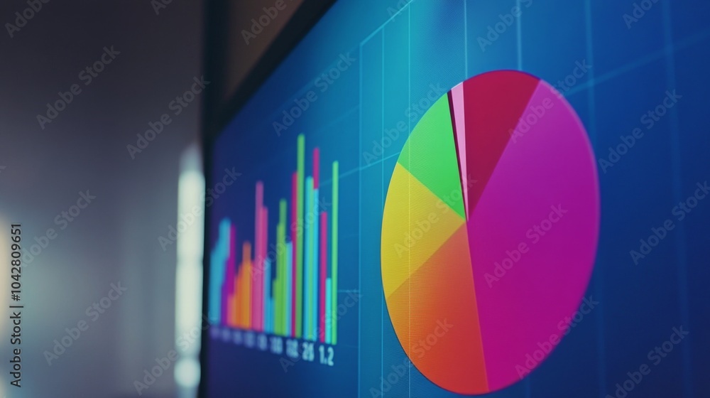 Poster colorful data visualization on modern screen