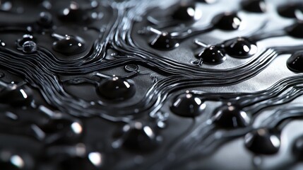 An extreme close-up of a percutaneous neural interface electrode array interfacing with neural signals for prosthetic control, Neural interface technology style, photo of