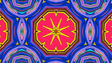 Colorful symmetrical abstract kaleidoscope background pattern for summer 