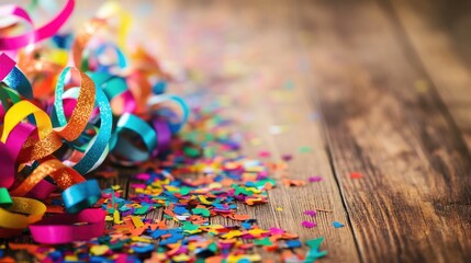 Fototapeta premium Colorful Streamers and Confetti at a Festive Party