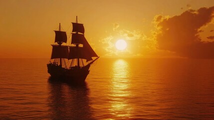 Fototapeta premium Sailboat Ocean Sunset