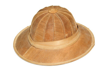 Bamboo colonial helmet on white background