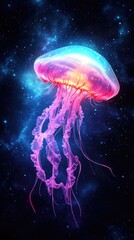 Cosmic Jellyfish Floating Through Deep Space