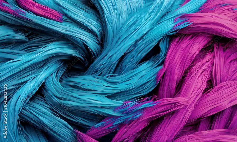 Poster vibrant swirls of blue and pink fibers create a dynamic and colorful texture