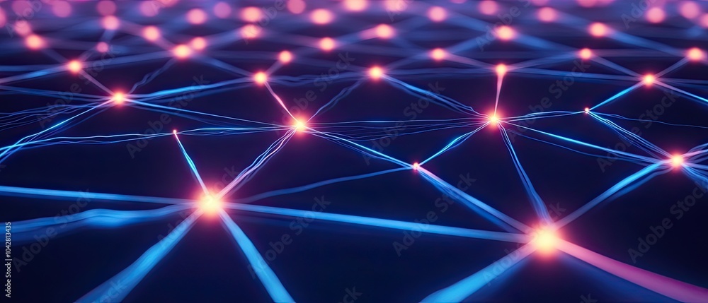 Poster glowing network visualization in digital space