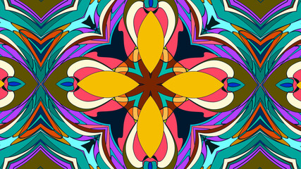 Colorful symmetrical abstract kaleidoscope background pattern for summer 