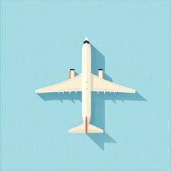 Airplane, top view on a blue background