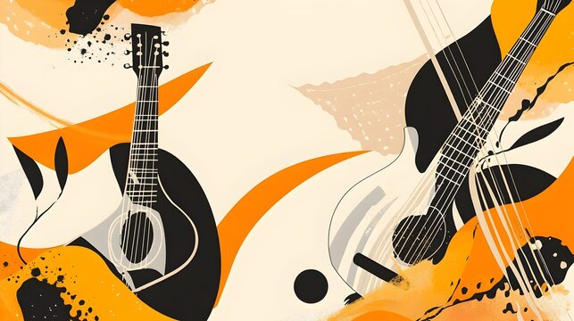 Abstract Bossa Nova Music Elements in Minimalist Style