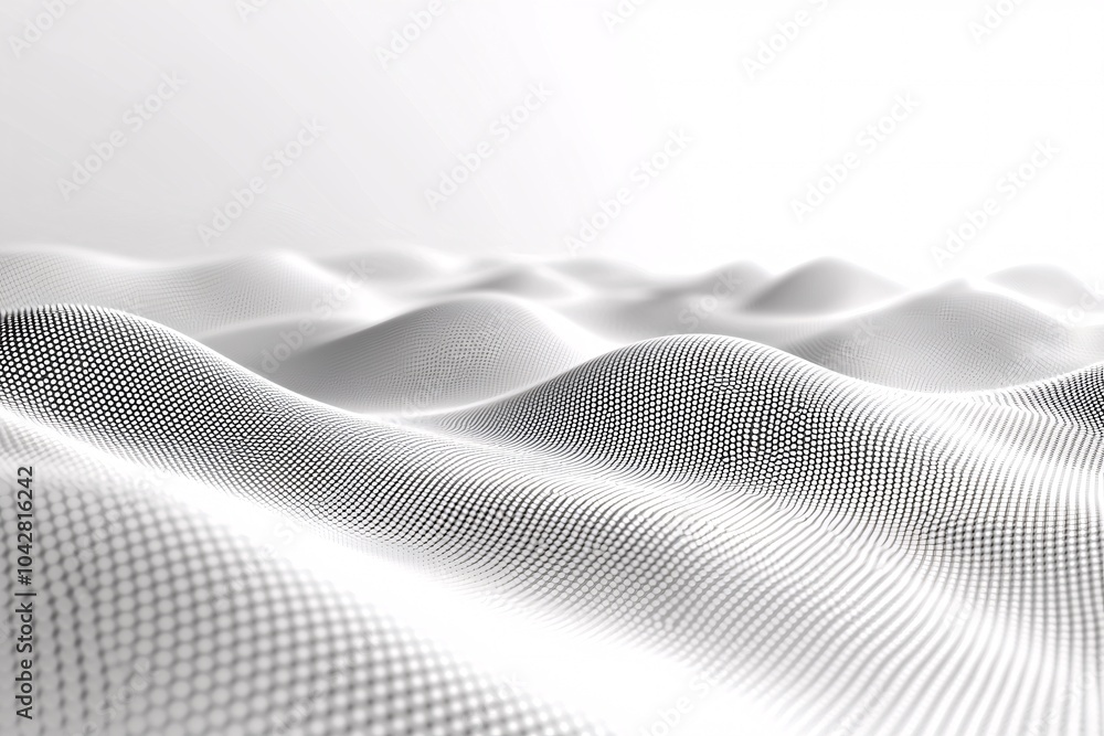 Poster abstract white wavy surface with dotted pattern technology background digital texture 3