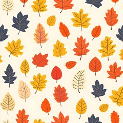 Vibrant Autumn Leaf Pattern for Gift Wrap or Fall Decor